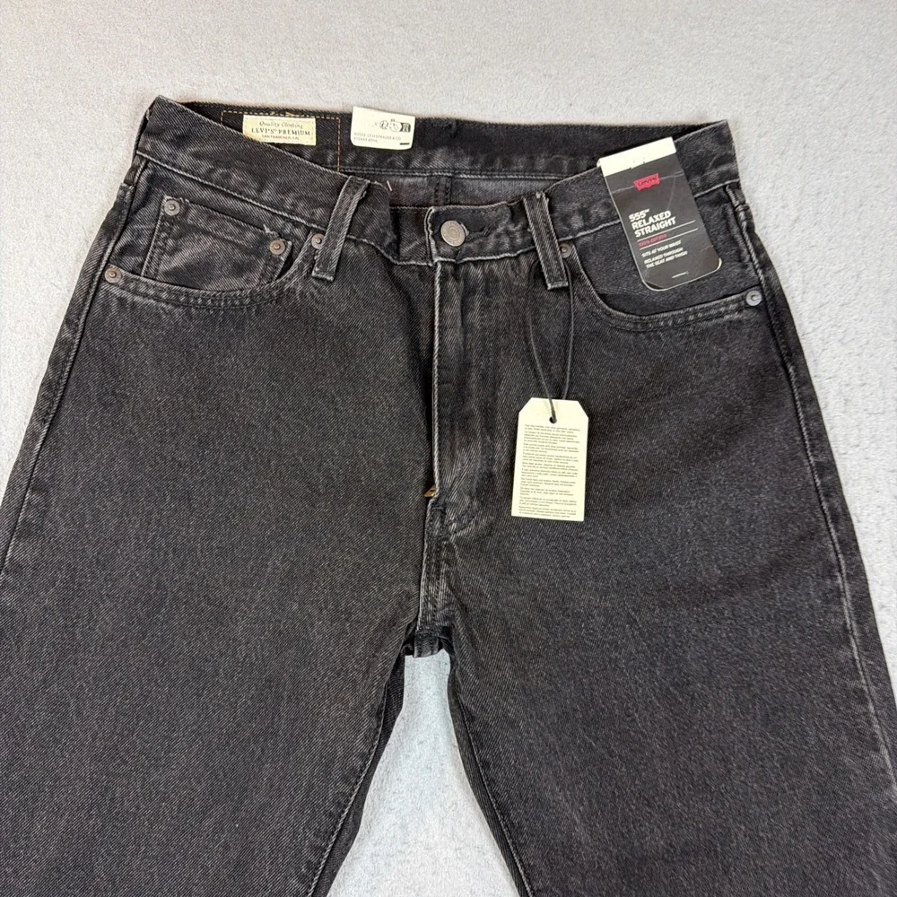 Levis Premium Men 555 Relax Fit Straight Leg Jeans 30x30 Black NWT 100% Cotton